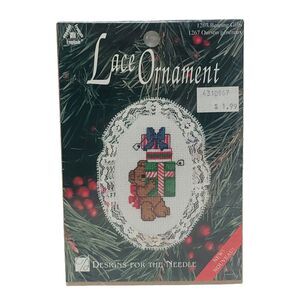 Vintage Designs Lace Ornament 1267 Bearing Gifts Teddy Bear Cross Stitch KIT NEW